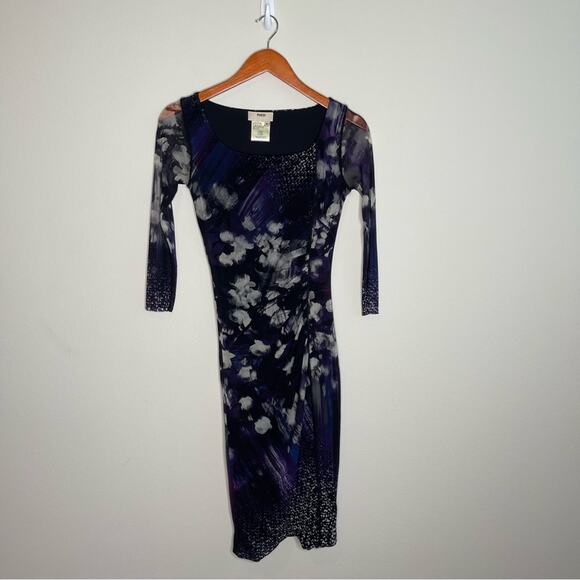 Fuzzi Ruched Purple Tulle Midi Dress Small - Picture 2 of 11